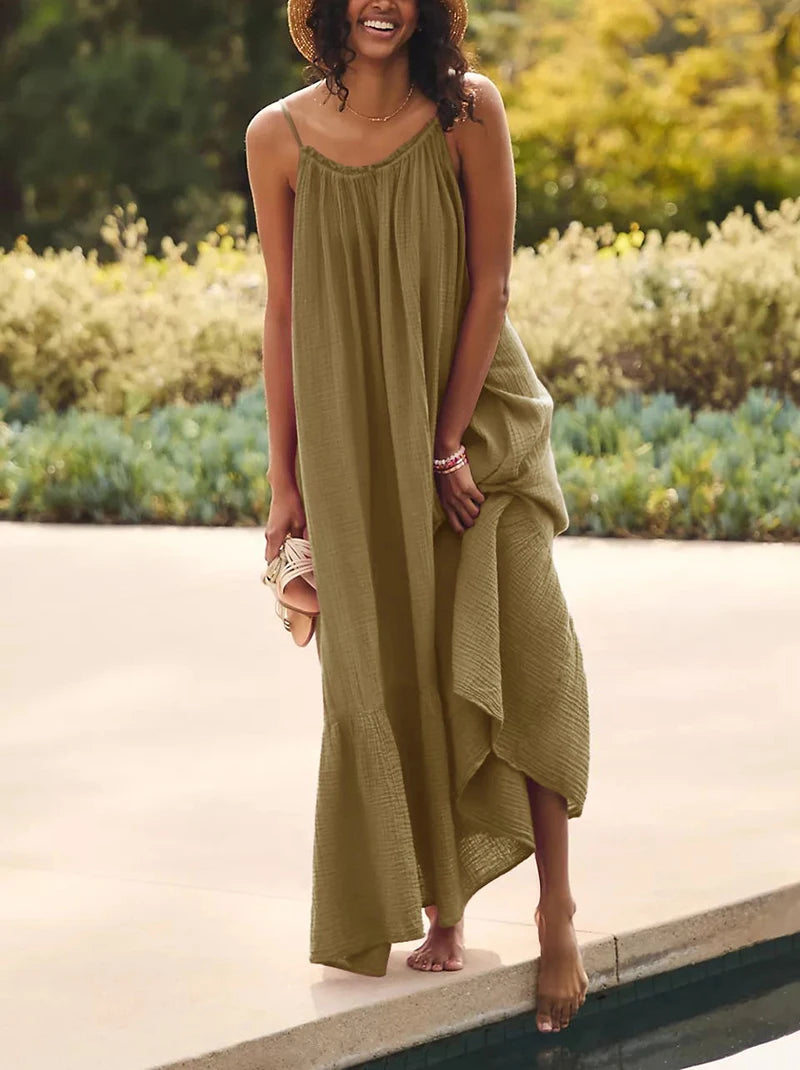 Robe sola en gaze de coton à bretelles