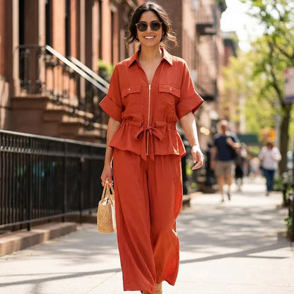 Ensemble Cozy Éclat I Duo Chemise Zippée & Pantalon Fluide
