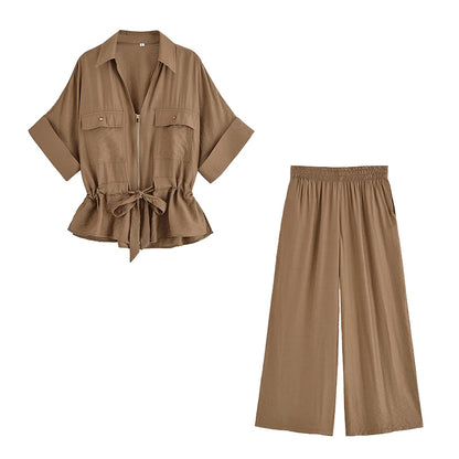Ensemble Cozy Éclat I Duo Chemise Zippée & Pantalon Fluide