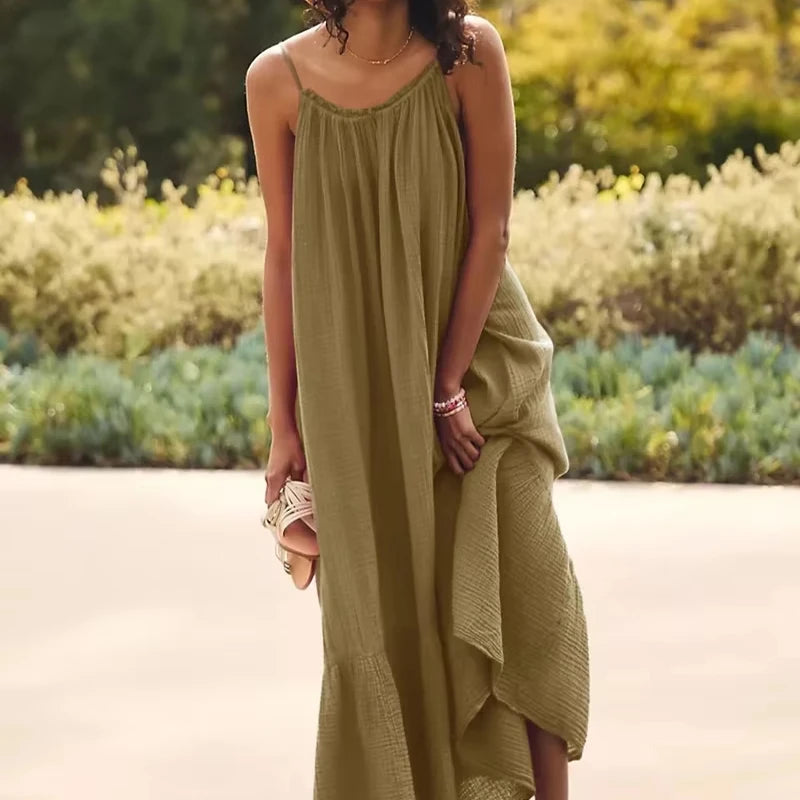 Robe sola en gaze de coton à bretelles