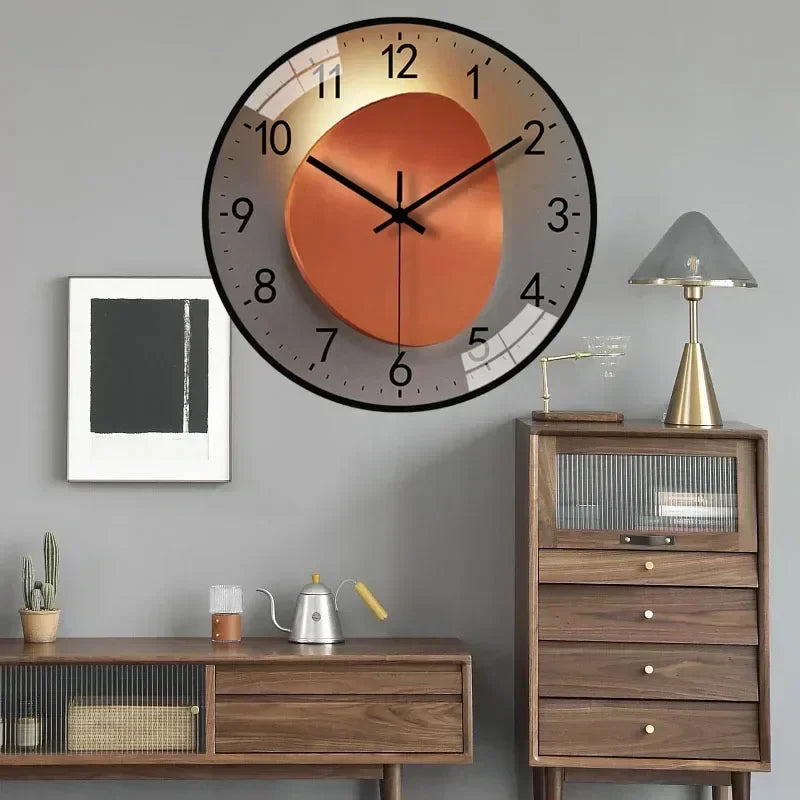 Lautlose, nicht tickende Wanduhr mit klassischem rundem Zifferblatt für Schlafzimmer oder Büro