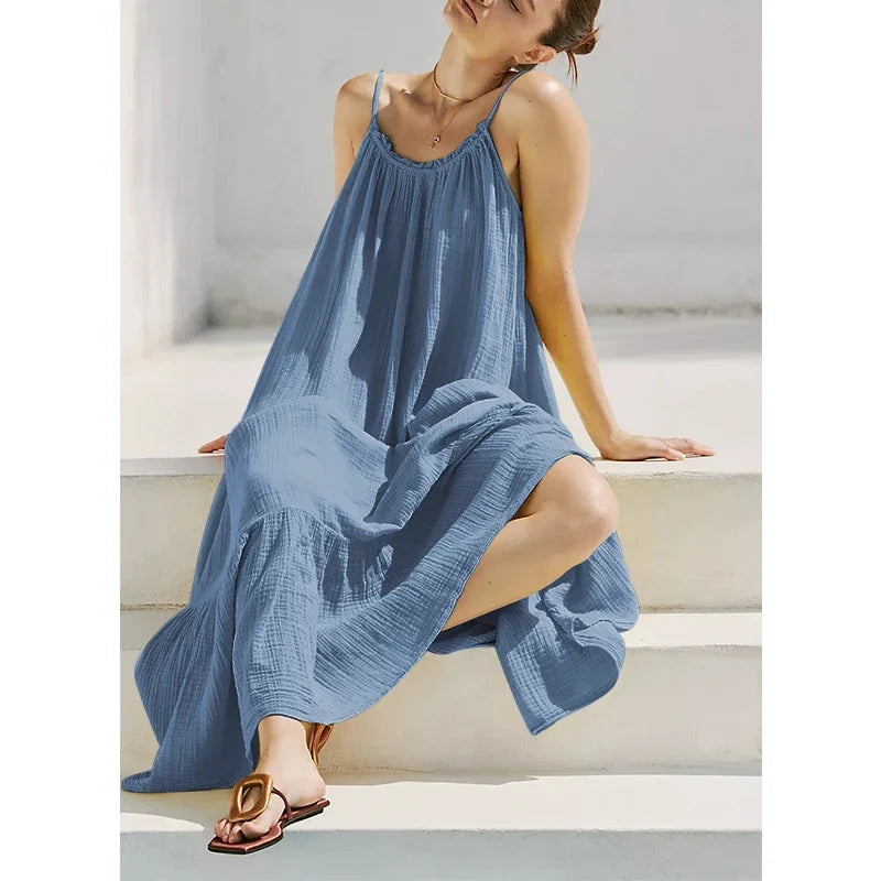 Robe sola en gaze de coton à bretelles