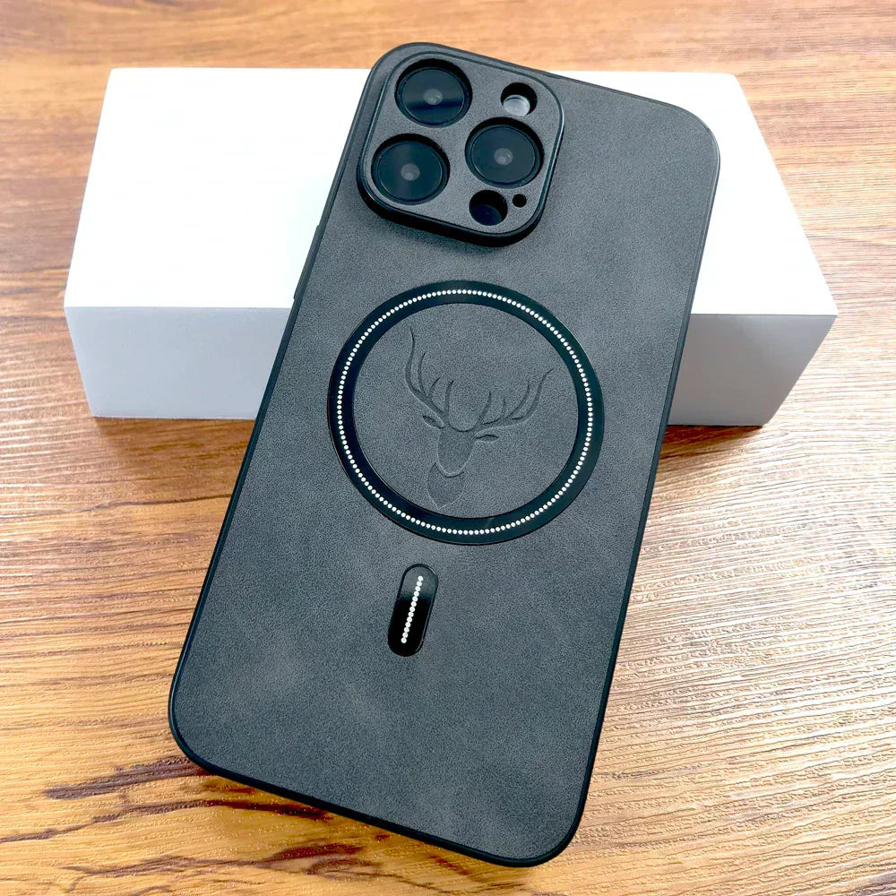 Cedar Vale Faux Leather iPhone Case with MagSafe, Deer Emblem