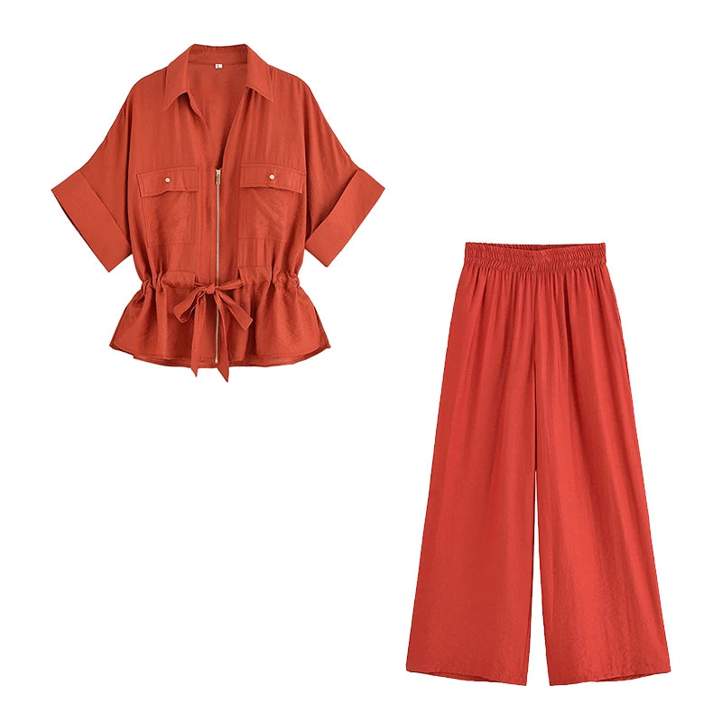 Ensemble Cozy Éclat I Duo Chemise Zippée & Pantalon Fluide