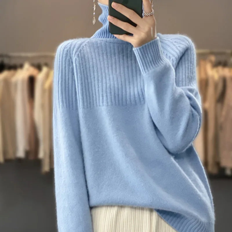 Wool Turtleneck Sweater For Women, Verda Soft Warm Knit Pullover