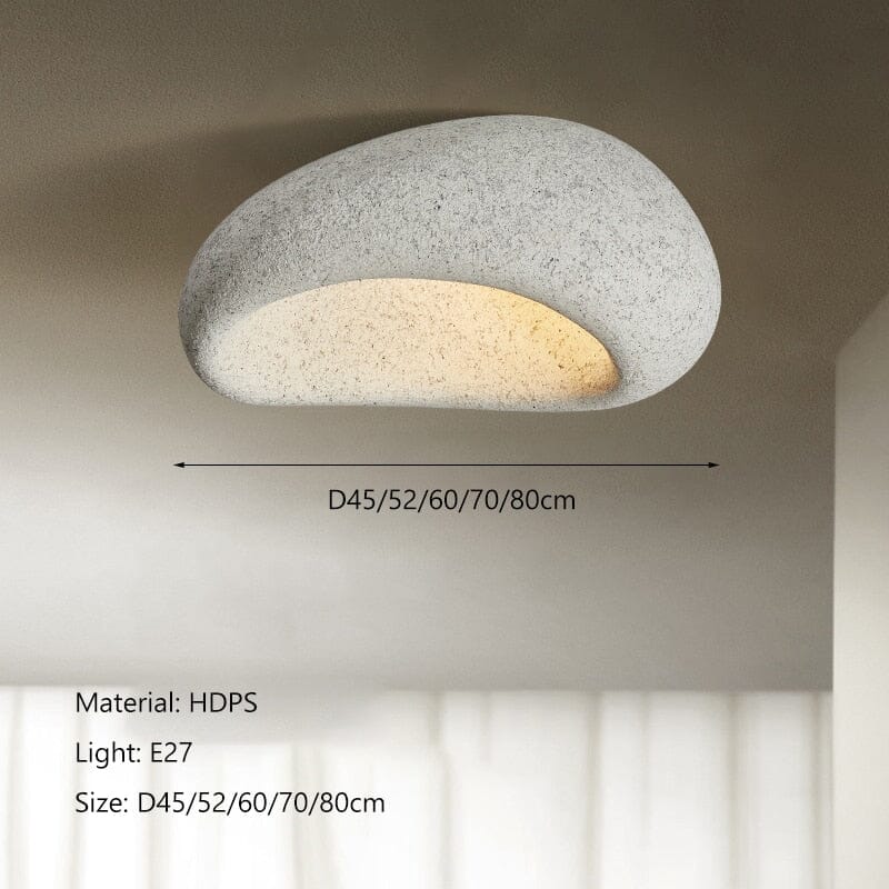 Wabi-Sabi loftlampe med stofskærm og nikkelfinish
