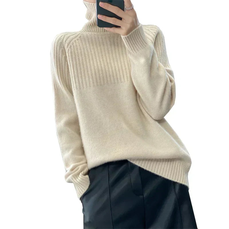 Wool Turtleneck Sweater For Women, Verda Soft Warm Knit Pullover