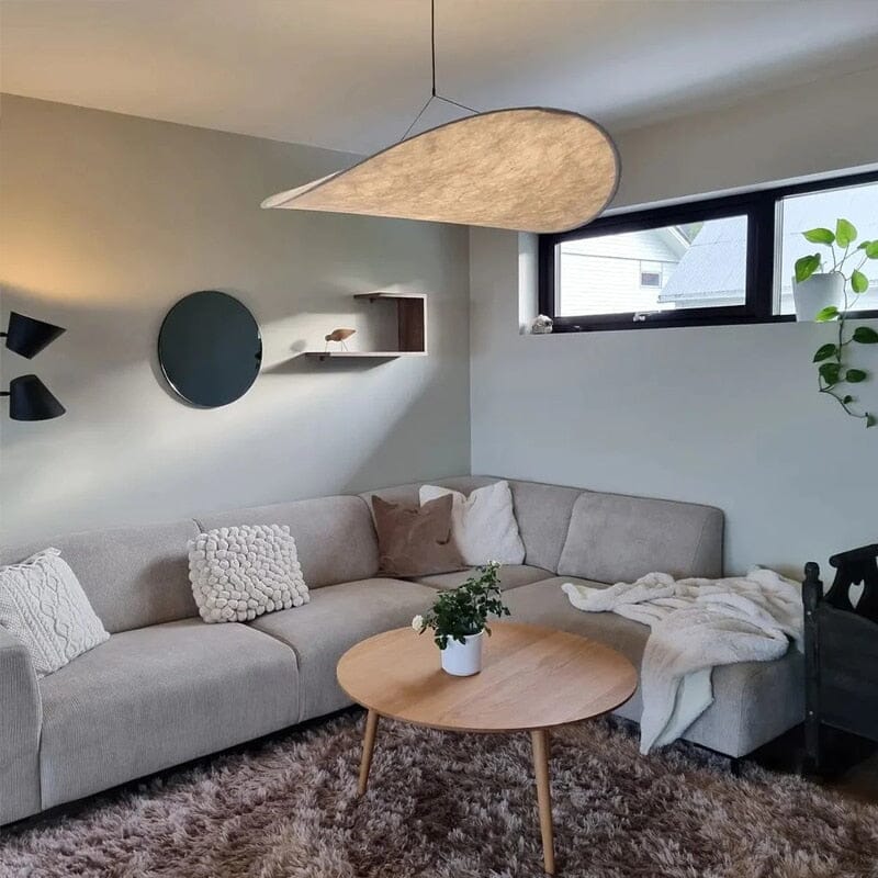 Lyra LED Chandelier With Layered Silk-Leaf Shade, Nordic-Style Design