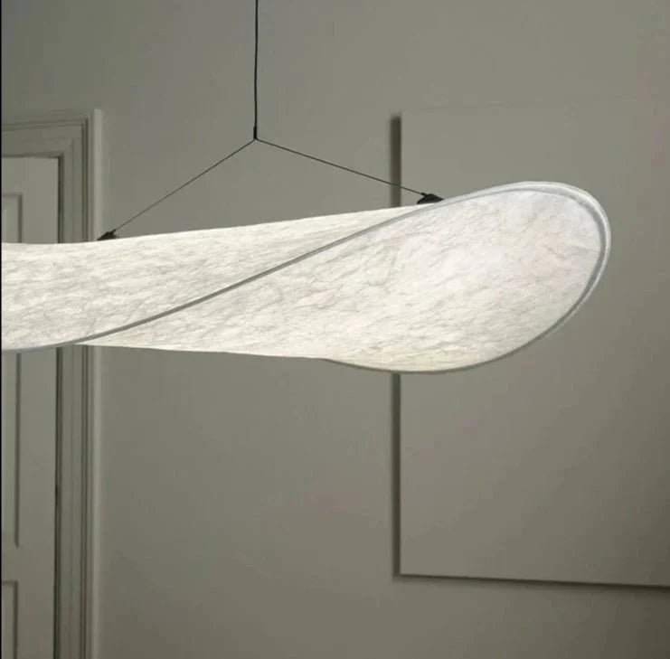 Lyra Hand-Knitted Tyvek LED Pendant Light With Chip Pattern