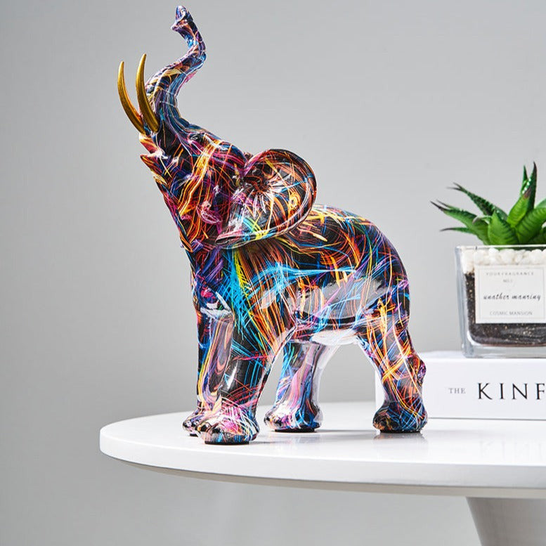 Aurella Hand-Painted Resin Elephant Figurine, Nordic or Graffiti