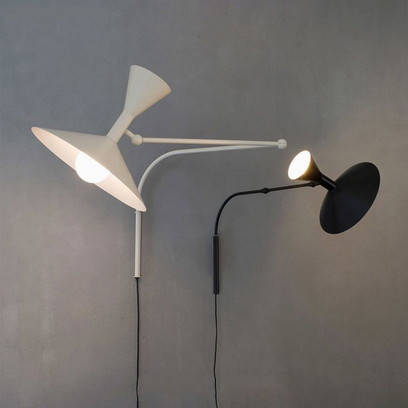NovaSwing Wall Lamp, Swing-Arm Reach, Plug-In With Frosted Shade