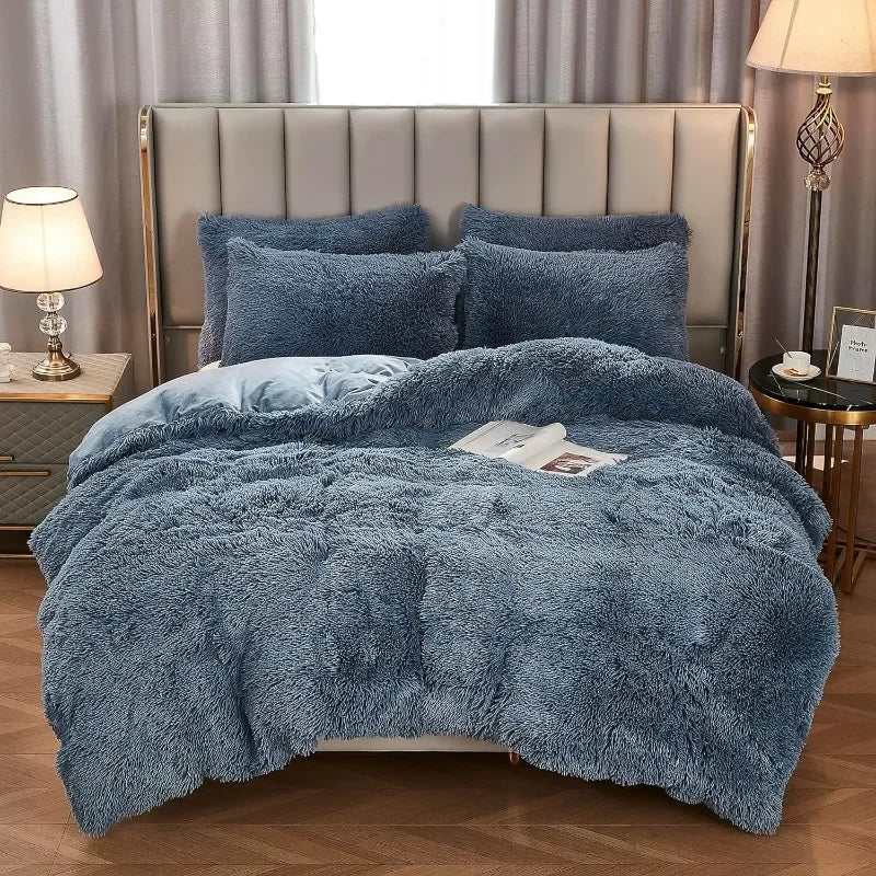 Set copripiumino in ecopelliccia Silvara, federe in peluche morbido come il velluto