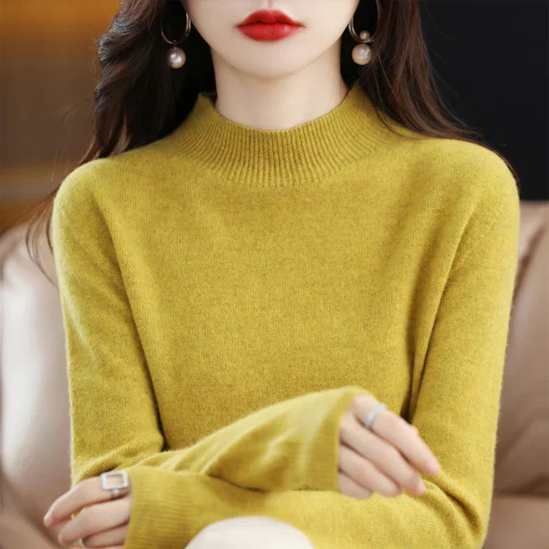 Damski dopasowany sweter z dzianiny z wełny merino VeloraWeave