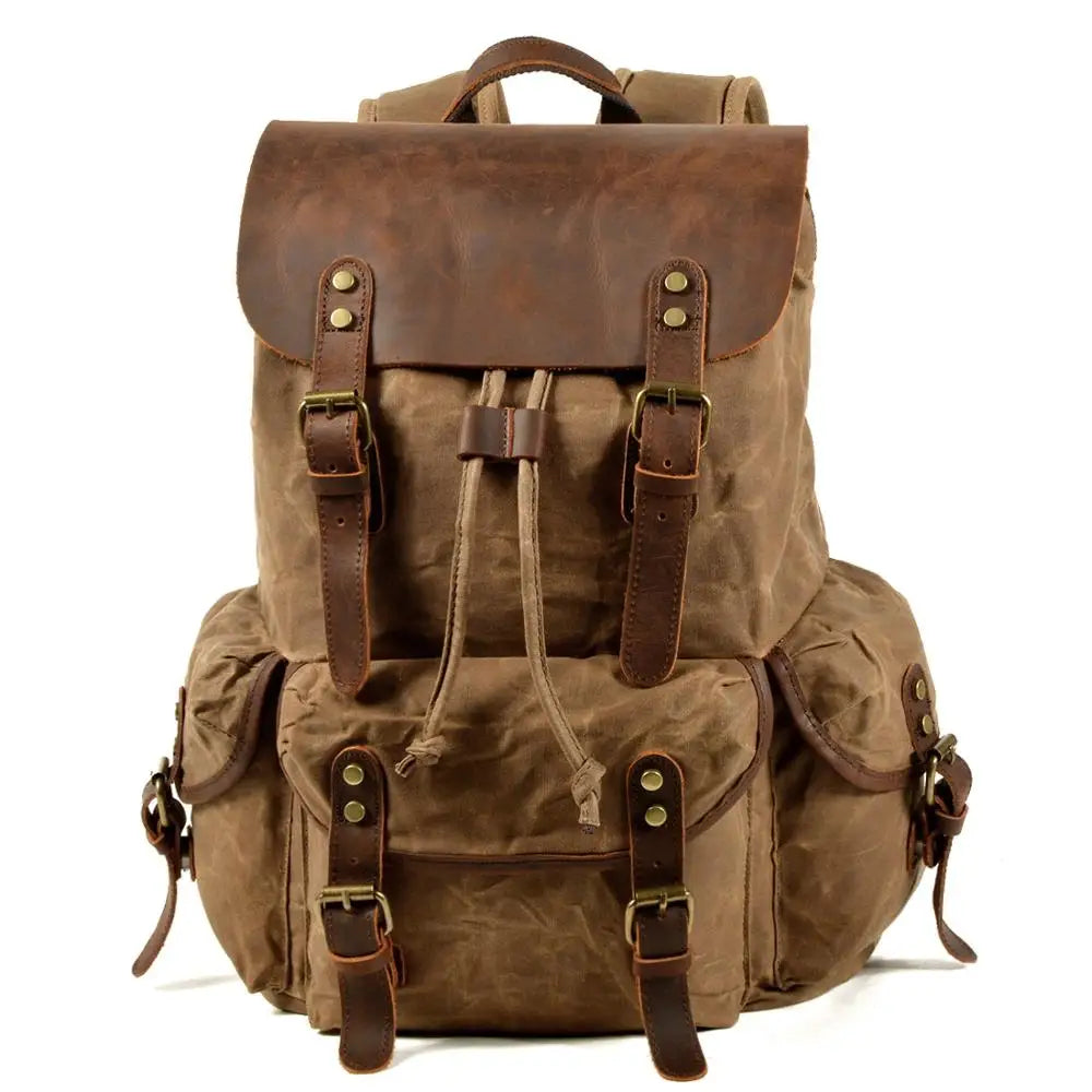 Ridgeway gewaxte canvas reistas met leren accenten, 23L inhoud