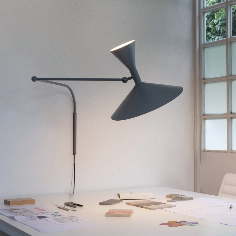 NovaSwing Wall Lamp, Swing-Arm Reach, Plug-In With Frosted Shade