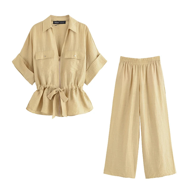 Ensemble Cozy Éclat I Duo Chemise Zippée & Pantalon Fluide