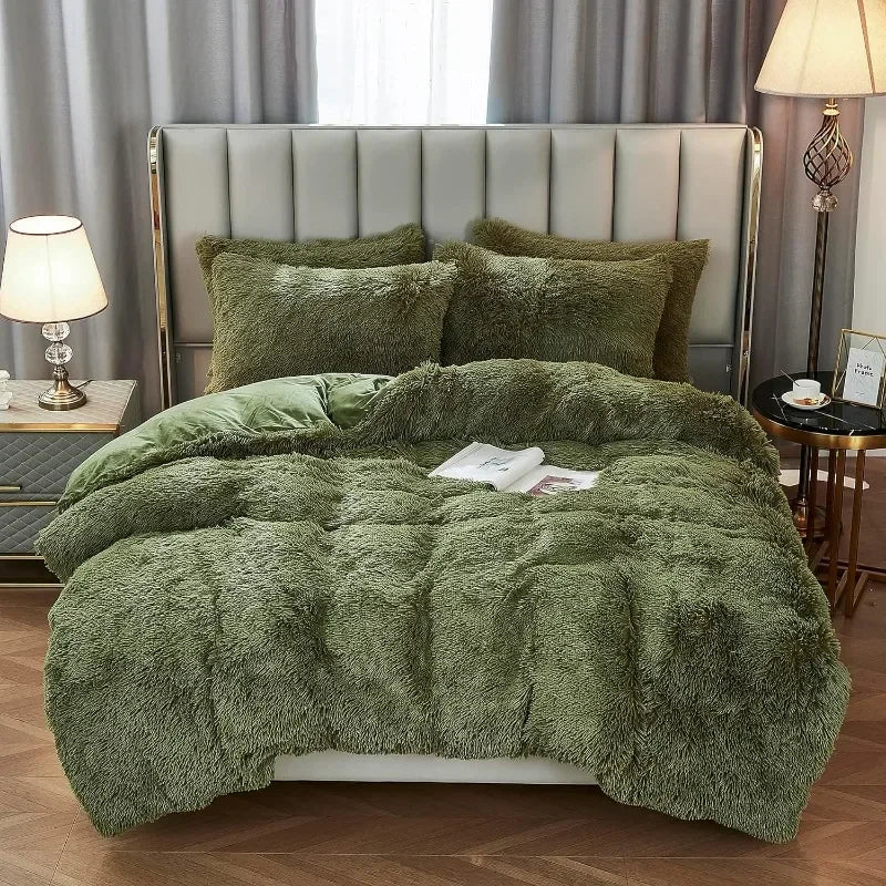 Set copripiumino in ecopelliccia Silvara, federe in peluche morbido come il velluto