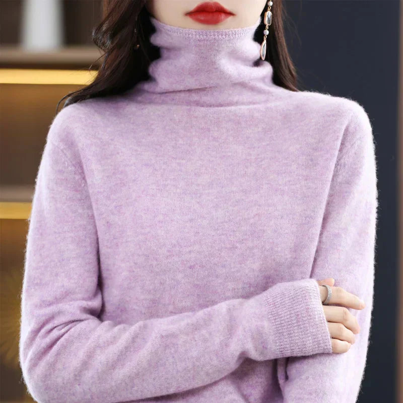 Pull en laine mérinos, tricot classique de luxe Aurelia pour femmes