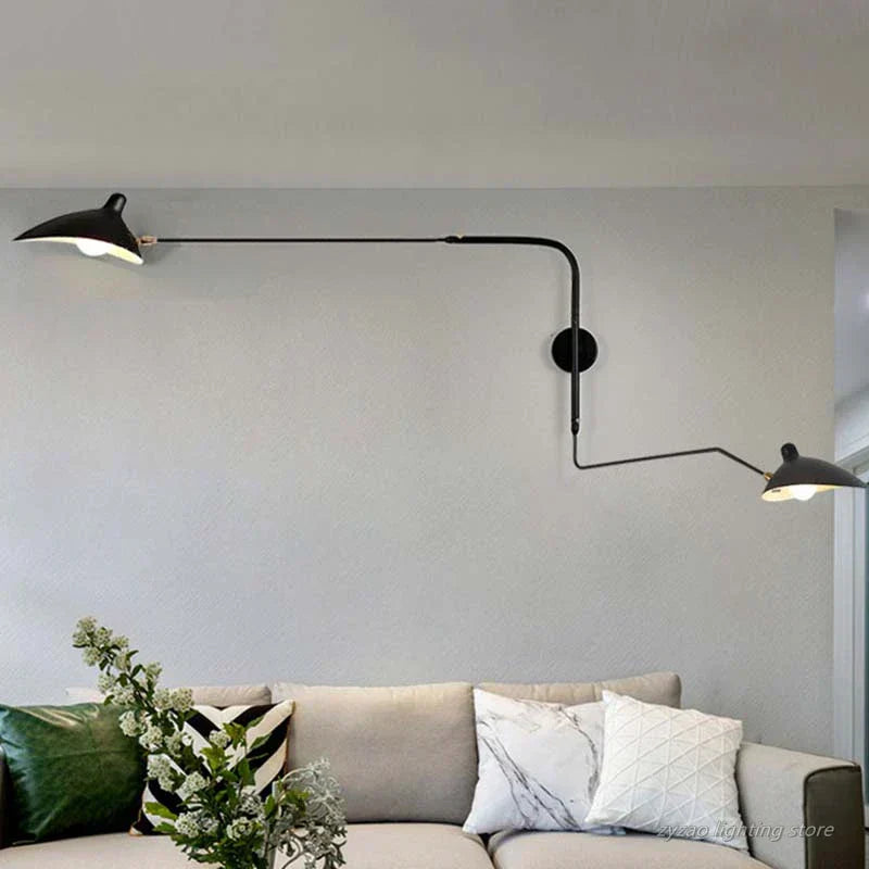 LumiArc Duo Wall Sconce With 1 Or 2 Rotating Arms, Matte Black