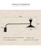 NovaSwing Wall Lamp, Swing-Arm Reach, Plug-In With Frosted Shade
