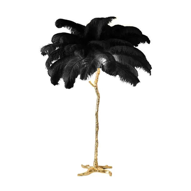 Aurelle Ostrich Feather Floor Lamp, Brass & Copper Finish