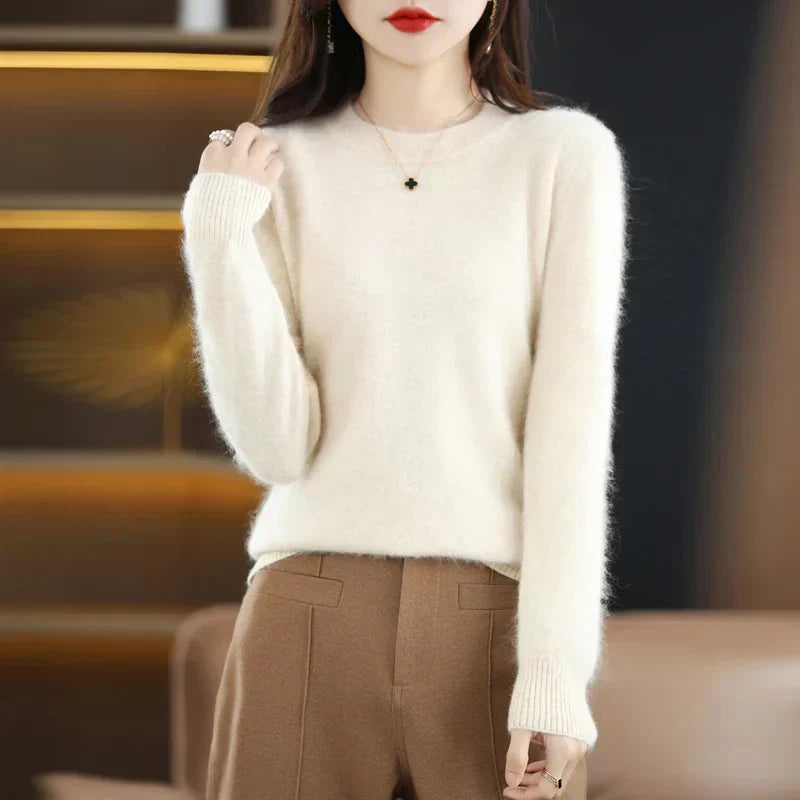 Kasjmier trui met ronde hals, Silara slim-fit pullover voor dagelijks gebruik