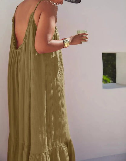 Robe sola en gaze de coton à bretelles