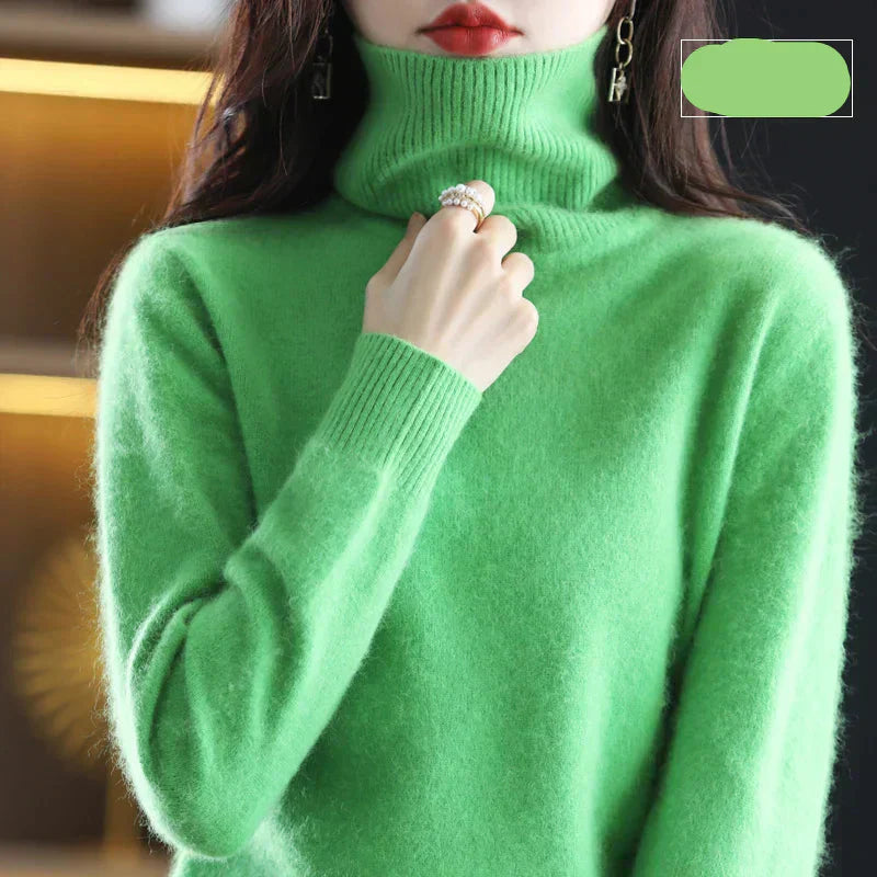 Nyorelle ハイネックカシミヤセーター、女性向けフィットニットプルオーバー