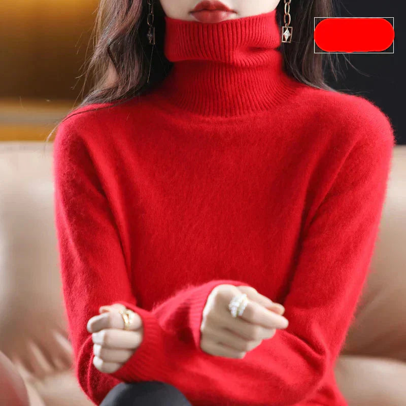 Nyorelle ハイネックカシミヤセーター、女性向けフィットニットプルオーバー