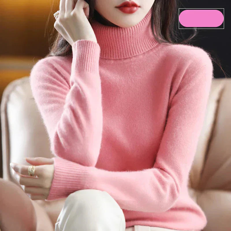 Nyorelle ハイネックカシミヤセーター、女性向けフィットニットプルオーバー
