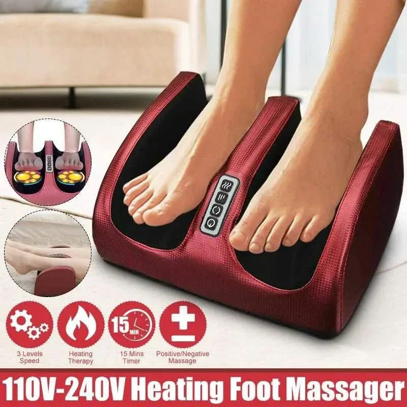 Massajador de pés shiatsu de luxo com função de calor | 12 bolas de massagem 3D e temporizador - Fioriscas