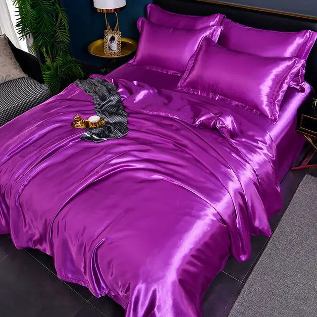 Velouria Silky Satin Duvet Cover, 17 Colours, 5 Sizes Plus Pillowcases