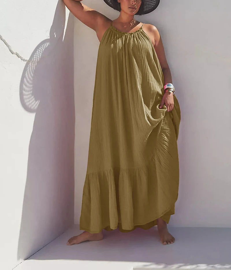 Robe sola en gaze de coton à bretelles