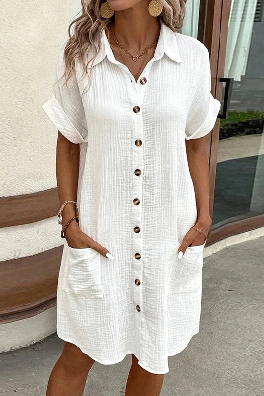 Robe chemise clara en gaze de coton