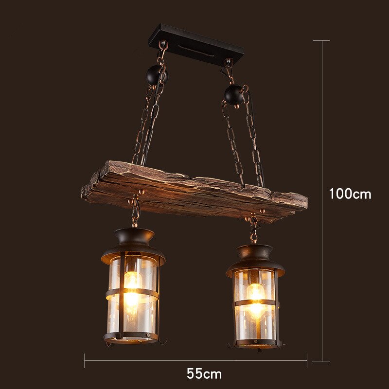 Industrial Wood & Iron Pendant Ceiling Light, E27 LED Compatible