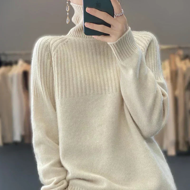 Wool Turtleneck Sweater For Women, Verda Soft Warm Knit Pullover
