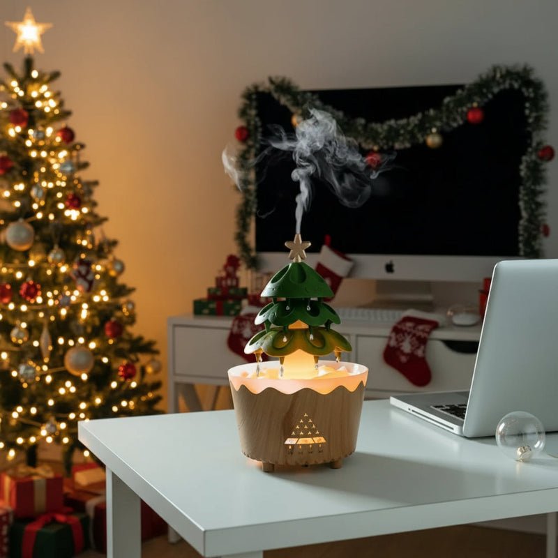 Doftspridare med julgransdoft, justerbar dimma och LED-ljus - Fioriscas