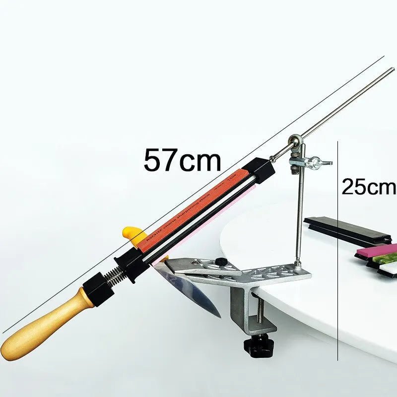 Precise manual knife sharpener with adjustable rotatable clamp for all blades - Fioriscas