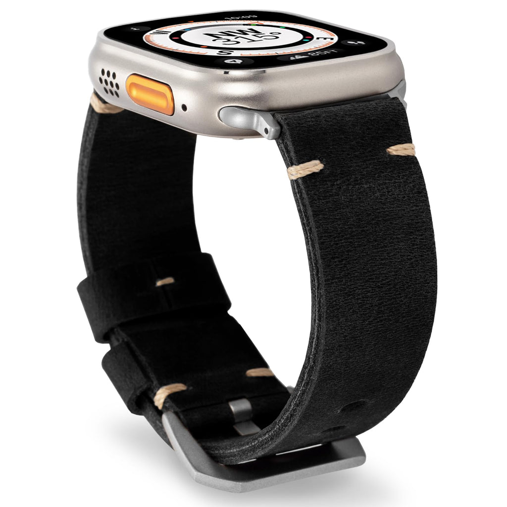 Marlowe leren Apple Watch-band, vintage patinalook, met de hand gestikt