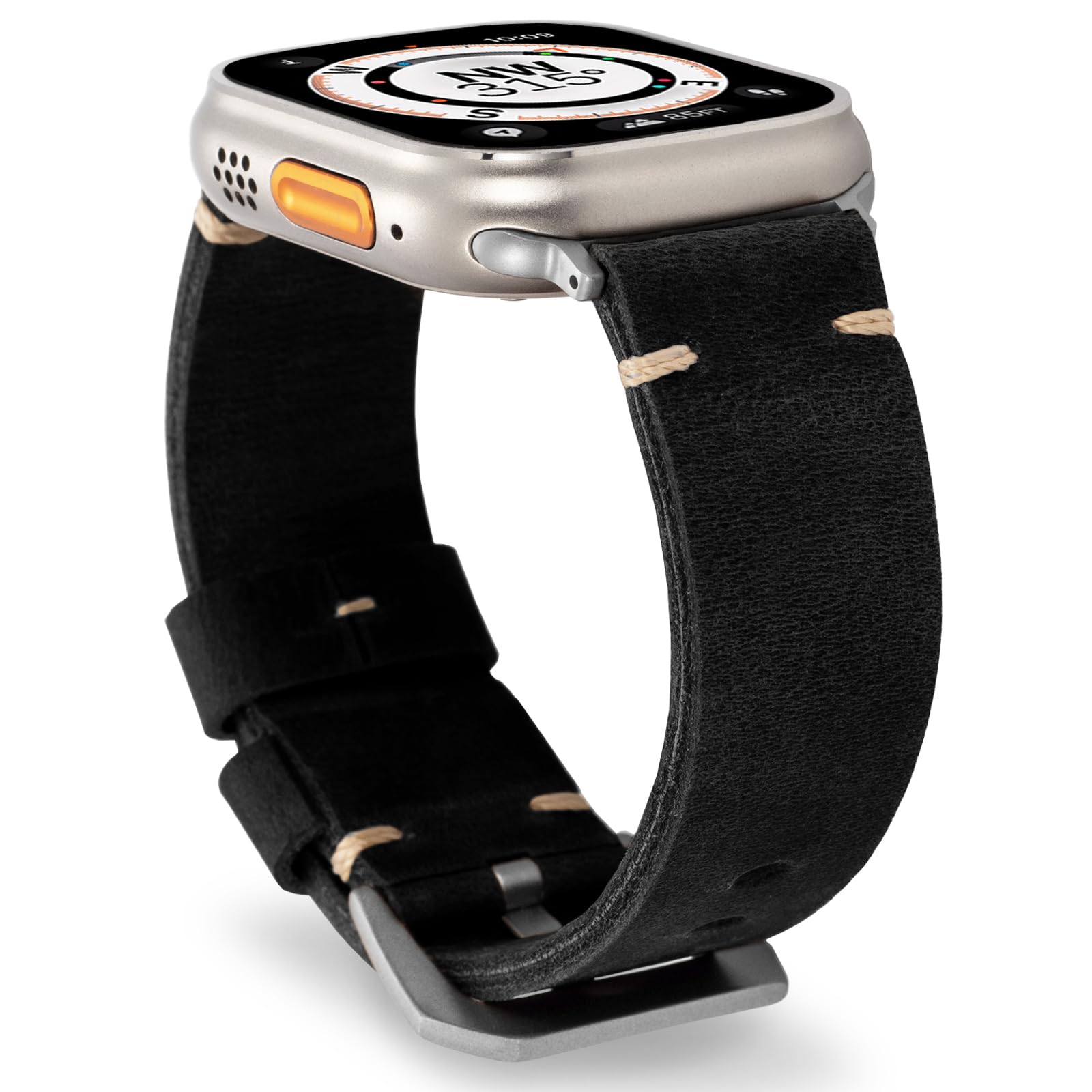 Marlowe leren Apple Watch-band, vintage patinalook, met de hand gestikt
