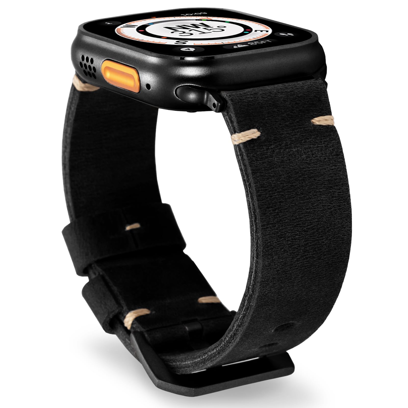 Marlowe leren Apple Watch-band, vintage patinalook, met de hand gestikt