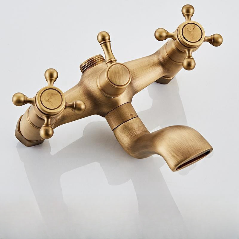 Vintage Copper Shower Faucet Set with Brass Thermostatic Valve