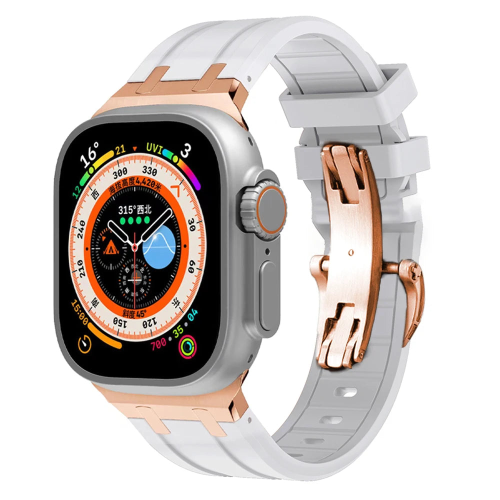 Novara Silikon-Armband für die Apple Watch mit Titan-Adapter und Schmetterlingsverschluss