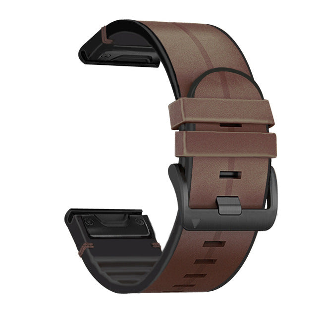 Averin Leather-Silicone Hybrid Band for Garmin Fenix 8, 7X, 7, 5X, 5, 6