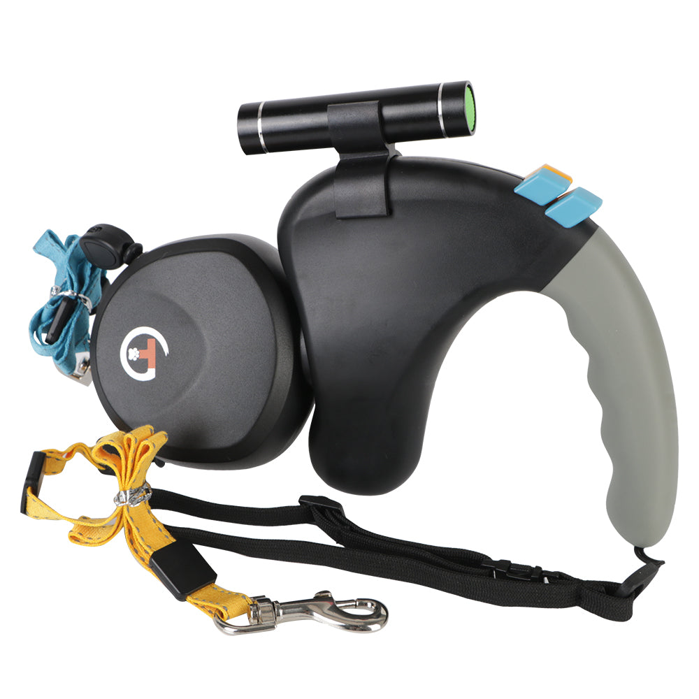 AeroTrail 360° Retractable Double Dog Leash With Safety Light