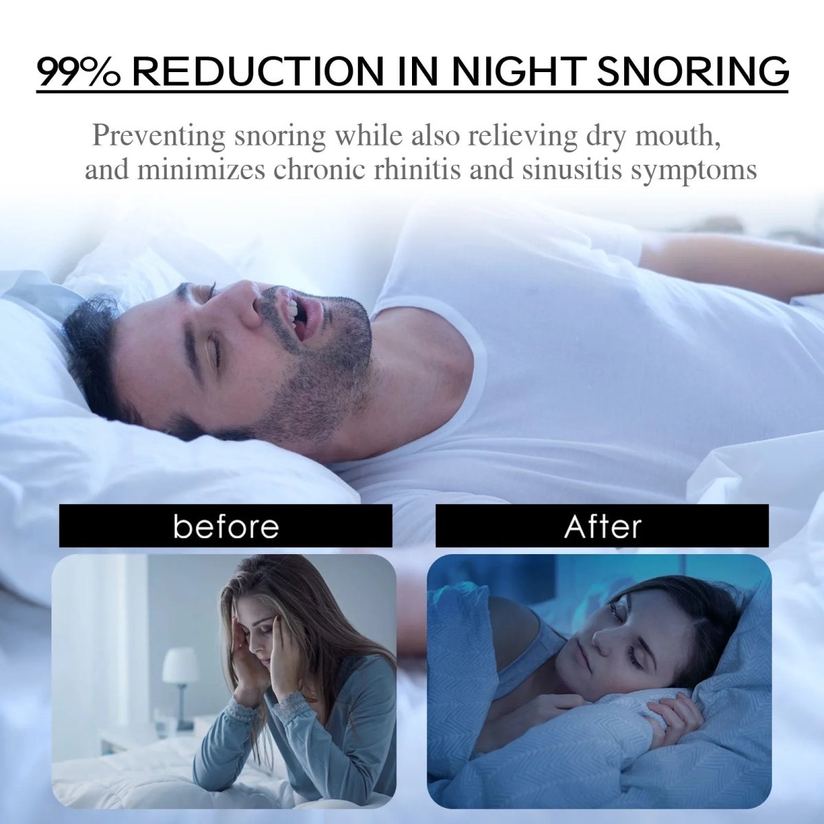 Cinta bucal anti-ronquidos para dormir, cinta cómoda para promover la respiración nasal - Fioriscas