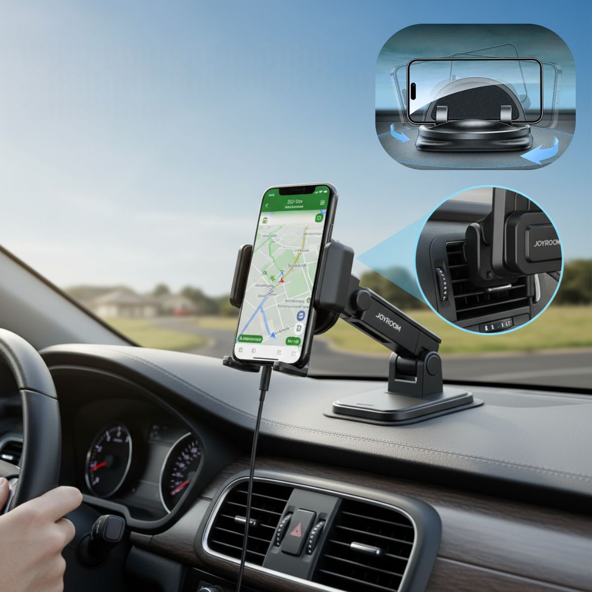 Autohalterung AeroMount, 360°-Halterung für Armaturenbrett oder Lüftungsschlitz
