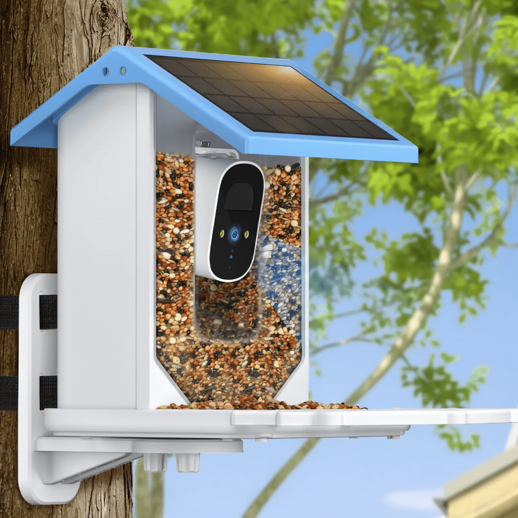 Solcelledrevet fuglemater med intelligent 2,4K HD-kamera og nattsyn - Fioriscas