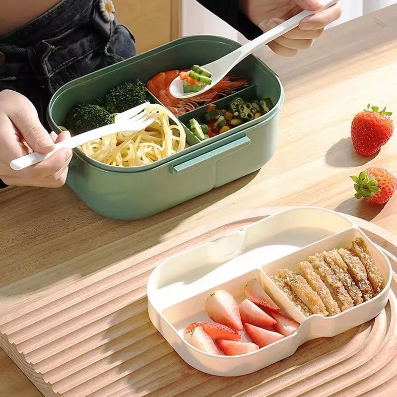 Két szintes Bento ebédlődoboz evőeszközzel mindennapi használatra - Fioriscas
