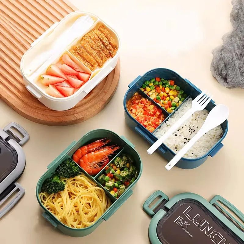 Két szintes Bento ebédlődoboz evőeszközzel mindennapi használatra - Fioriscas